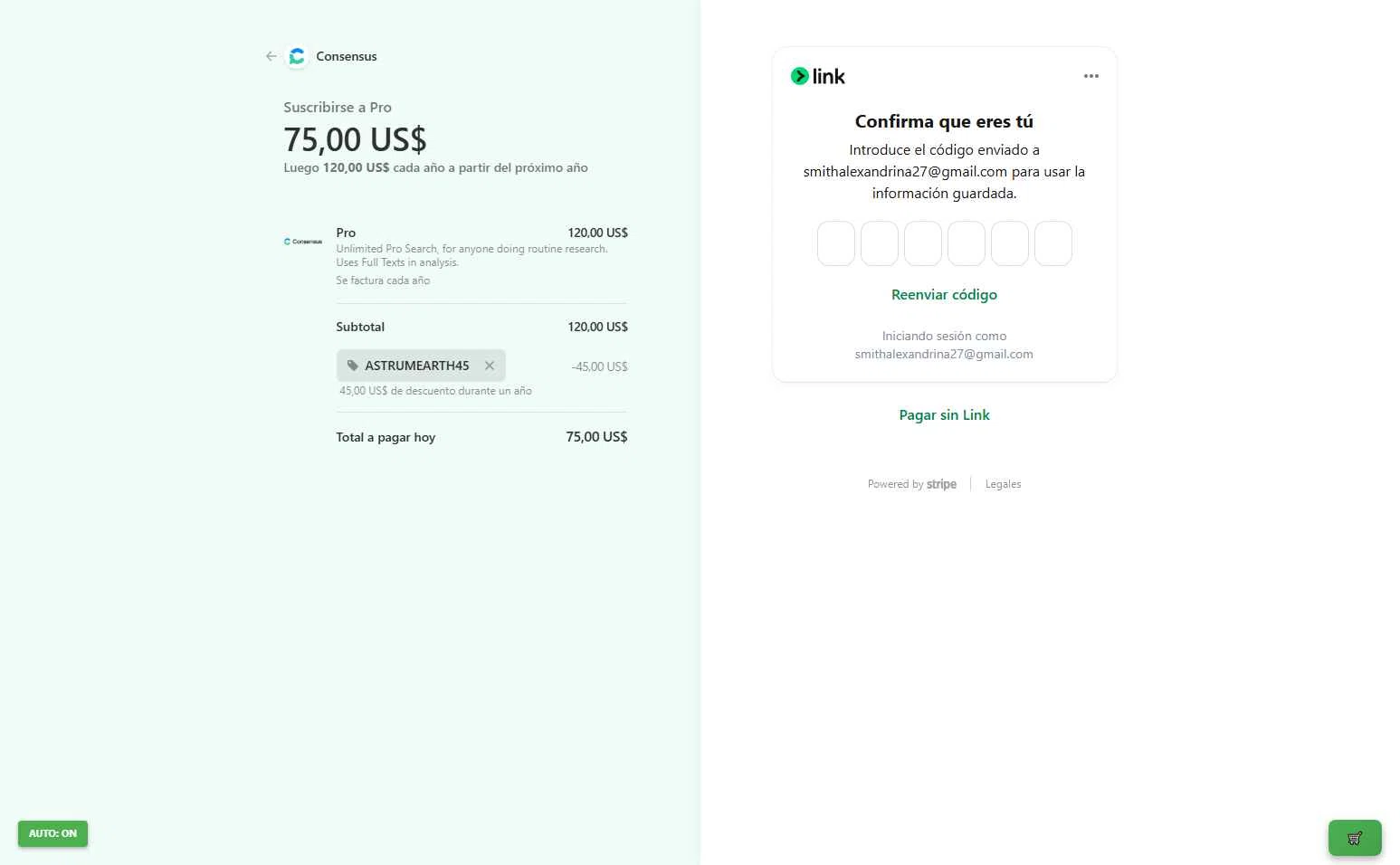Consensus checkout page showing Consensus promo code box | Screenshot taken by SimplyCodes community member on Nov 8, 2025
