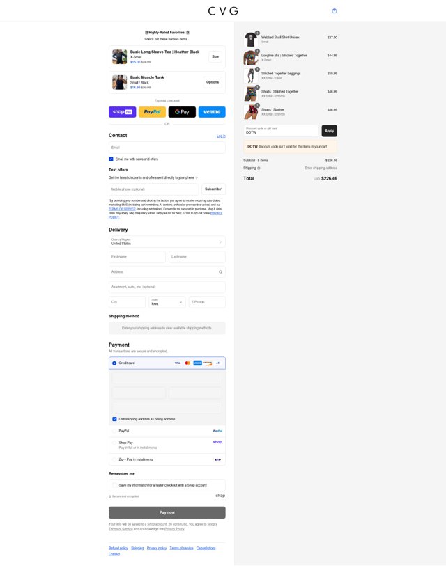 Constantly Varied Gear checkout page showing Constantly Varied Gear discount code box | Screenshot taken by SimplyCodes community member on Aug 28, 2025
