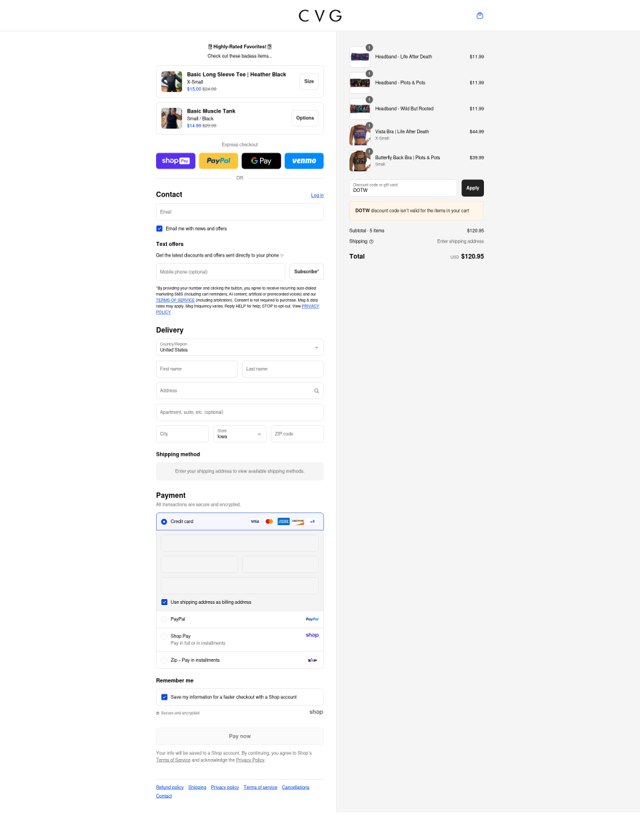 Constantly Varied Gear checkout page showing Constantly Varied Gear discount code box | Screenshot taken by SimplyCodes community member on Aug 18, 2025