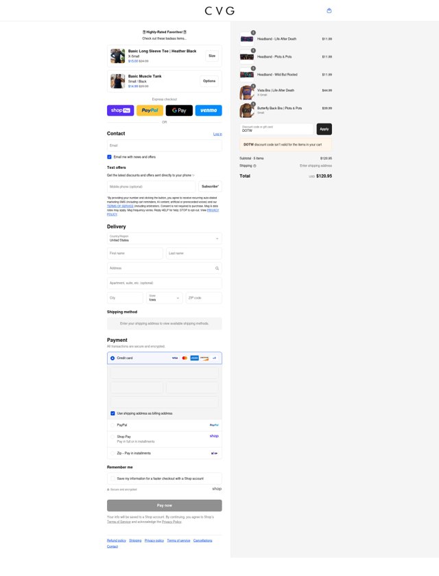 Constantly Varied Gear checkout page showing Constantly Varied Gear discount code box | Screenshot taken by SimplyCodes community member on Aug 25, 2025