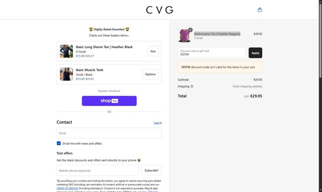 Constantly Varied Gear checkout page showing Constantly Varied Gear discount code box | Screenshot taken by SimplyCodes community member on Aug 26, 2025