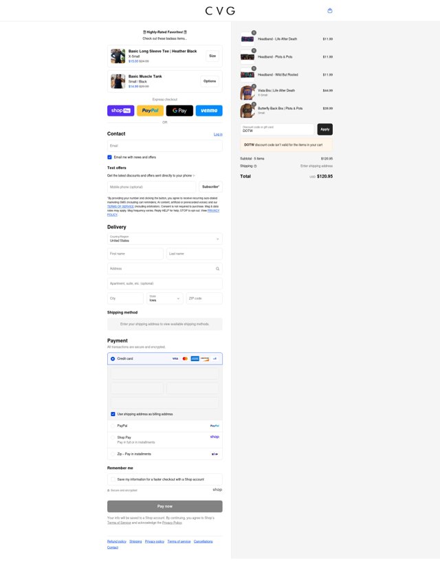 Constantly Varied Gear checkout page showing Constantly Varied Gear discount code box | Screenshot taken by SimplyCodes community member on Aug 16, 2025