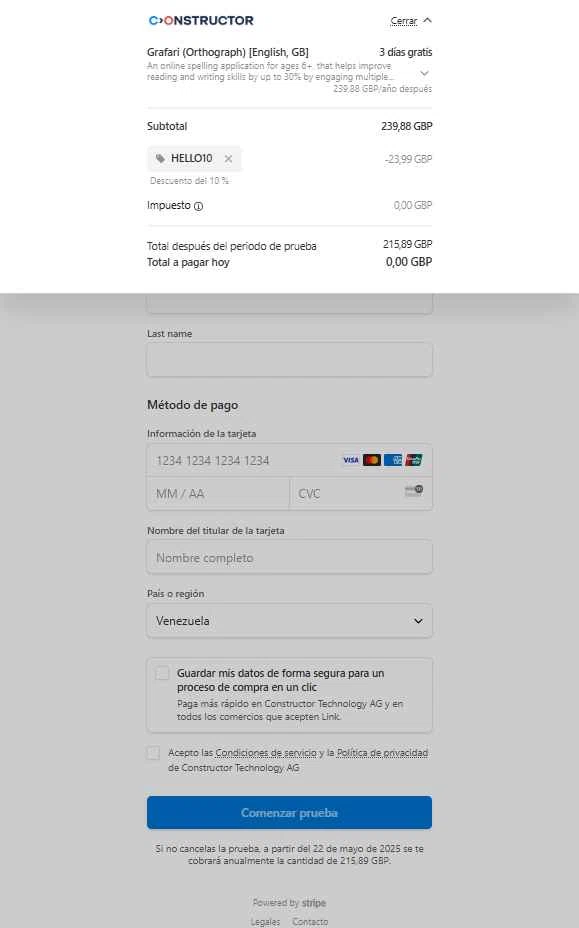 Constructor checkout page showing Constructor promo code box | Screenshot taken by SimplyCodes community member on May 19, 2025