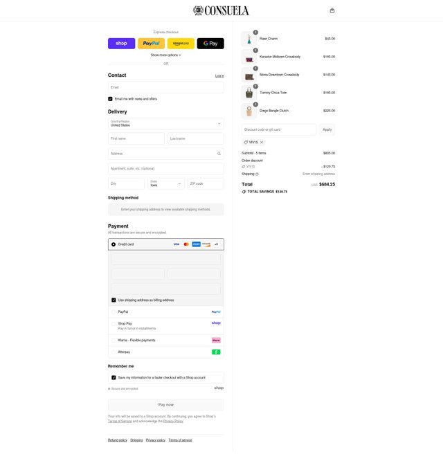 Consuela checkout page showing Consuela discount code box | Screenshot taken by SimplyCodes community member on Sep 1, 2025