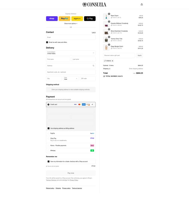 Consuela checkout page showing Consuela discount code box | Screenshot taken by SimplyCodes community member on Sep 1, 2025