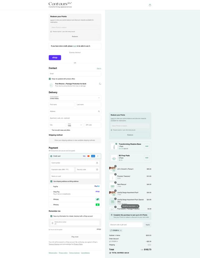 Contours Rx checkout page showing Contours Rx discount code box | Screenshot taken by SimplyCodes community member on Sep 12, 2025