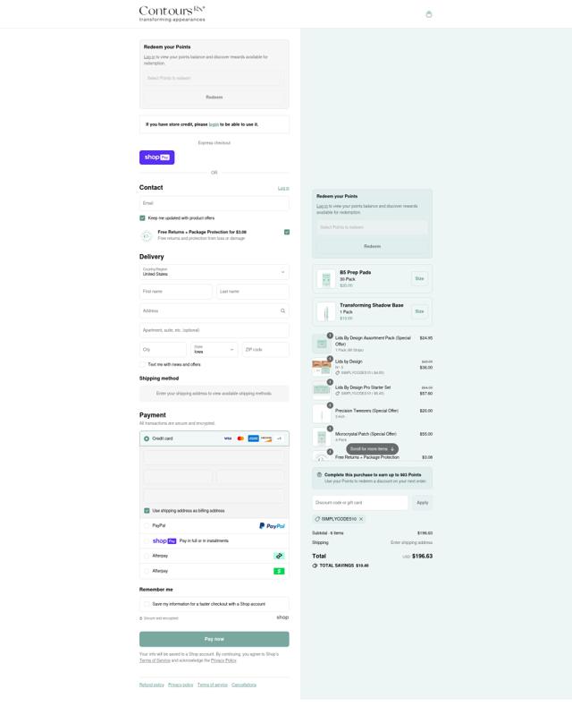 Contours Rx checkout page showing Contours Rx discount code box | Screenshot taken by SimplyCodes community member on Jul 27, 2025