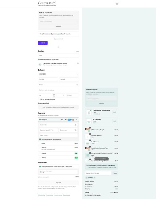 Contours Rx checkout page showing Contours Rx discount code box | Screenshot taken by SimplyCodes community member on Sep 4, 2025