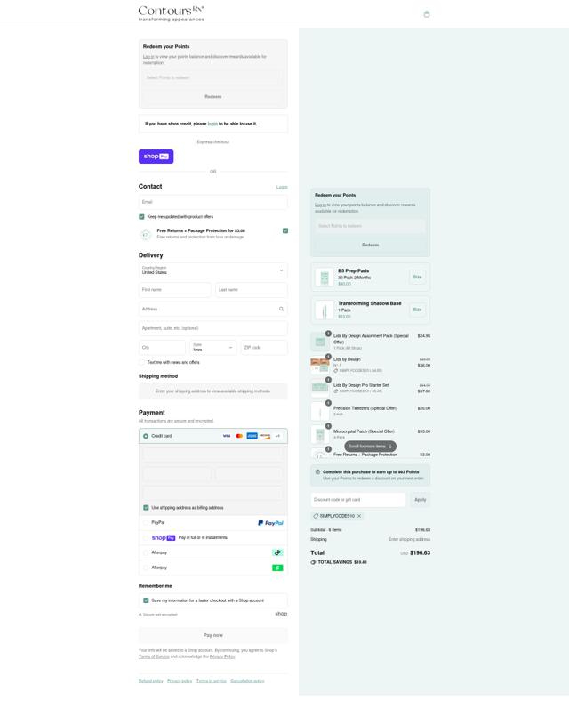 Contours Rx checkout page showing Contours Rx discount code box | Screenshot taken by SimplyCodes community member on Jul 19, 2025