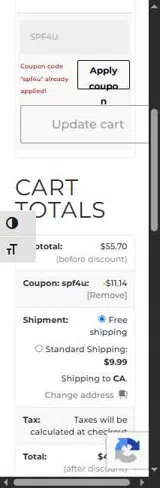 SPF4U coupon verification screenshot