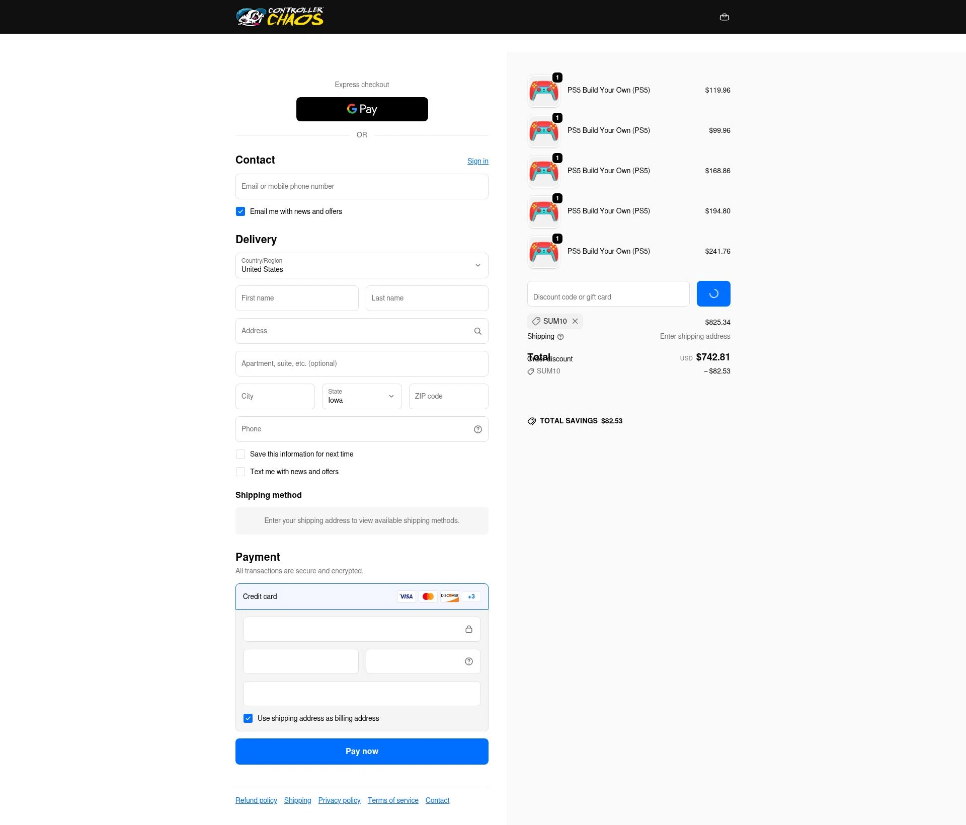 Controller Chaos checkout page showing Controller Chaos promo code box | Screenshot taken by SimplyCodes community member on Jan 6, 2026