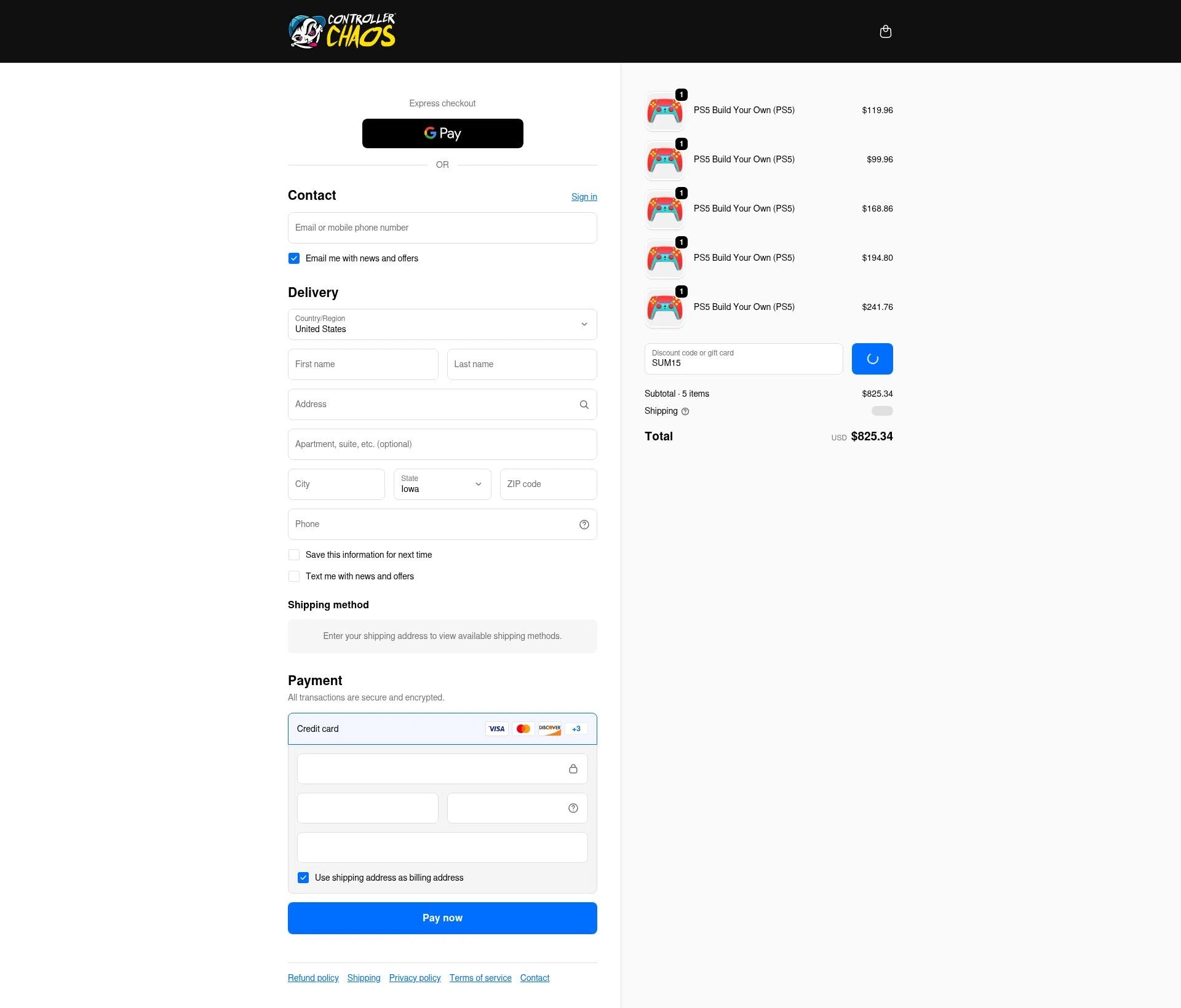 Controller Chaos checkout page showing Controller Chaos promo code box | Screenshot taken by SimplyCodes community member on Jan 6, 2026