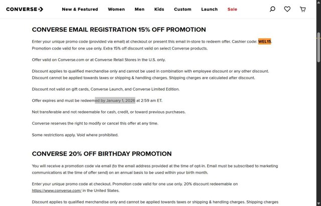 Converse checkout page showing Converse promo code box | Screenshot taken by SimplyCodes community member on Aug 26, 2025