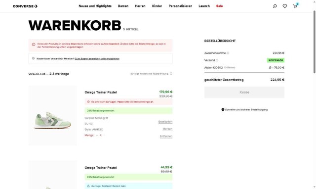 Converse checkout page showing Converse promo code box | Screenshot taken by SimplyCodes community member on Jul 12, 2025