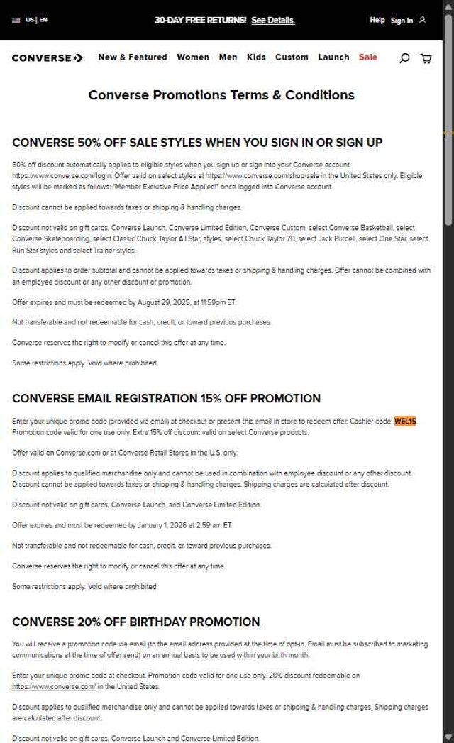 Converse checkout page showing Converse promo code box | Screenshot taken by SimplyCodes community member on Aug 22, 2025