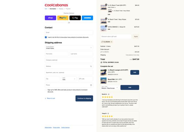 CoolCabanas checkout page showing CoolCabanas discount code box | Screenshot taken by SimplyCodes community member on Sep 6, 2025