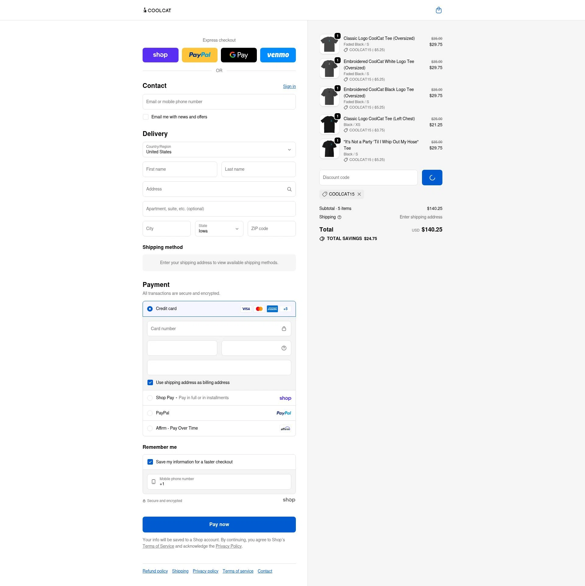 Coolcat checkout page showing Coolcat promo code box | Screenshot taken by SimplyCodes community member on Jan 22, 2026
