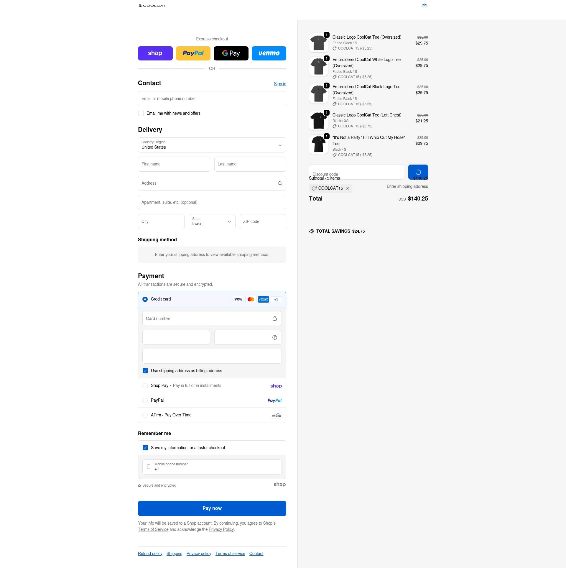 Coolcat checkout page showing Coolcat promo code box | Screenshot taken by SimplyCodes community member on Jan 26, 2026