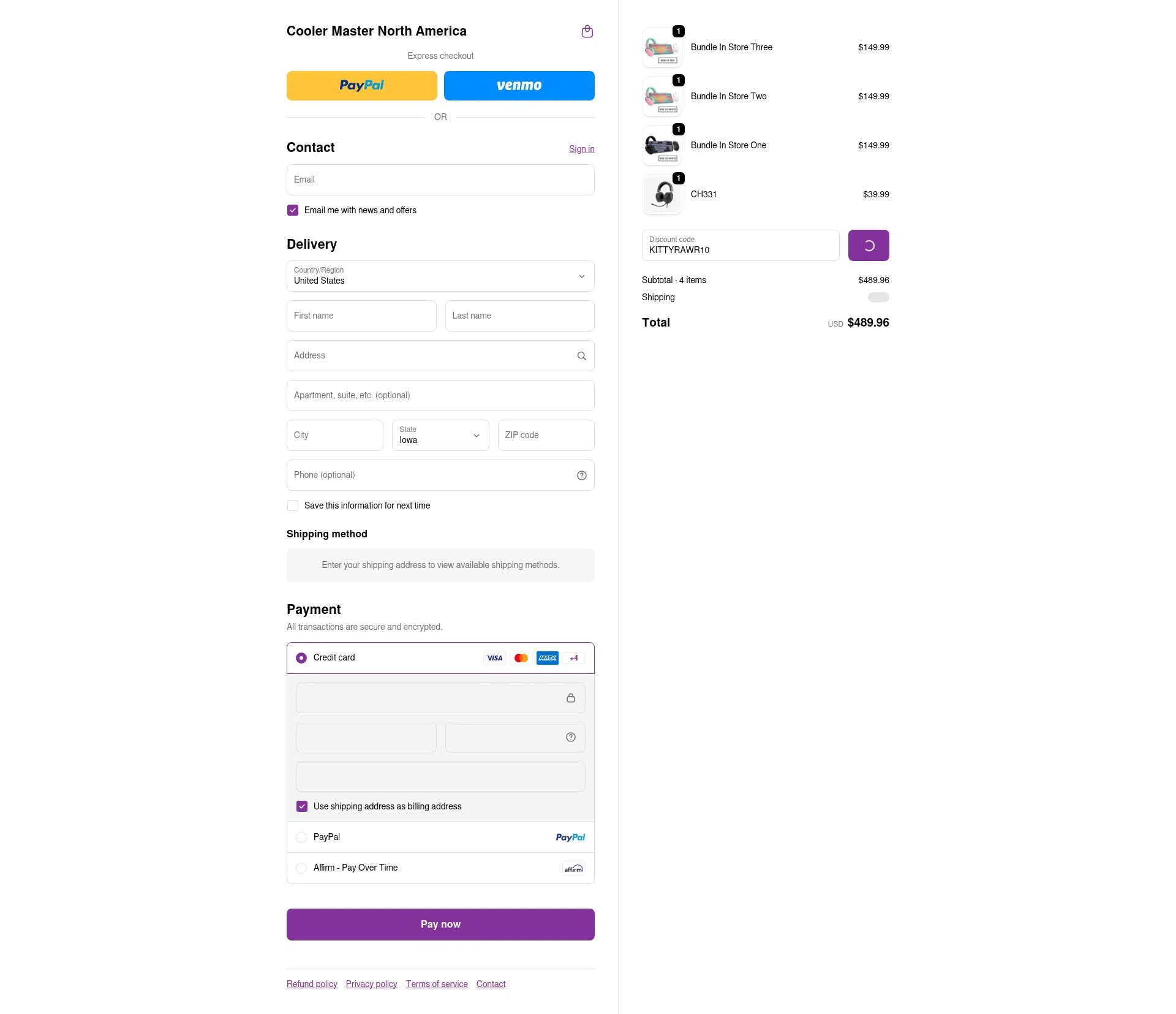 Cooler Master checkout page showing Cooler Master promo code box | Screenshot taken by SimplyCodes community member on Feb 6, 2026