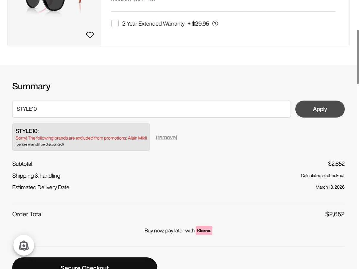CoolFrames.com checkout page showing CoolFrames.com discount code box | Screenshot taken by SimplyCodes community member on Jan 8, 2026