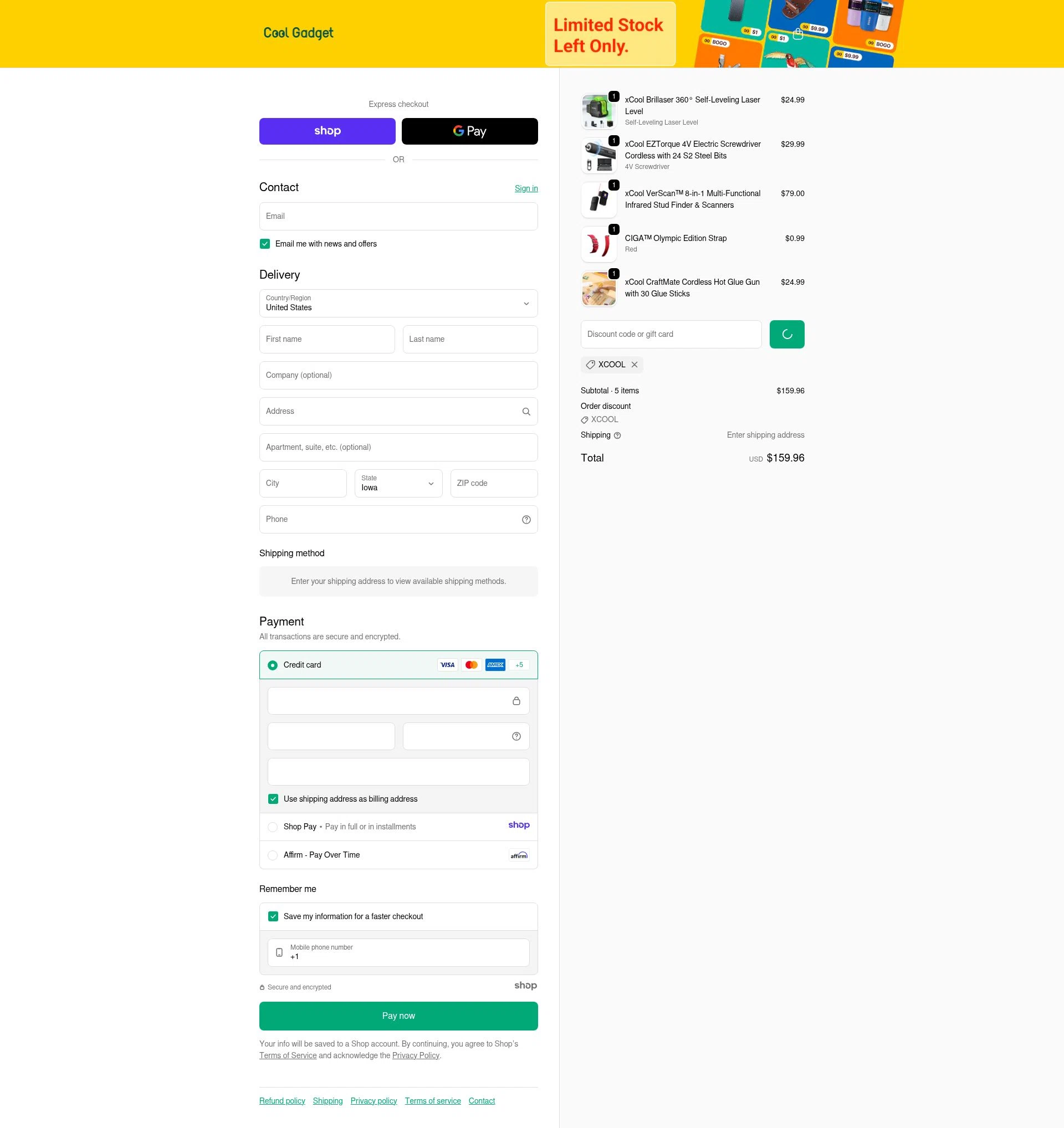 Cool Gadget checkout page showing Cool Gadget promo code box | Screenshot taken by SimplyCodes community member on Dec 28, 2025
