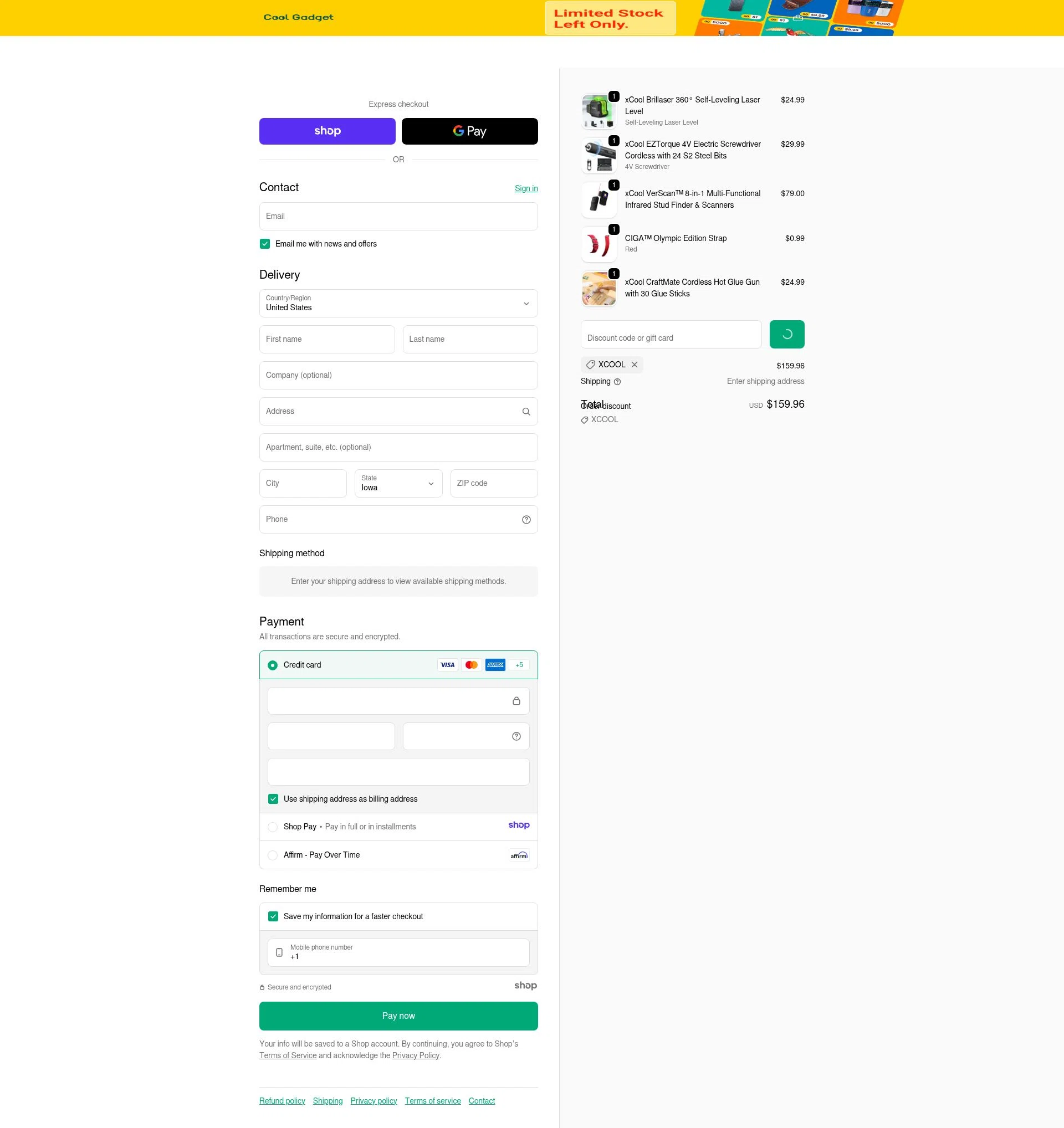 Cool Gadget checkout page showing Cool Gadget promo code box | Screenshot taken by SimplyCodes community member on Dec 23, 2025