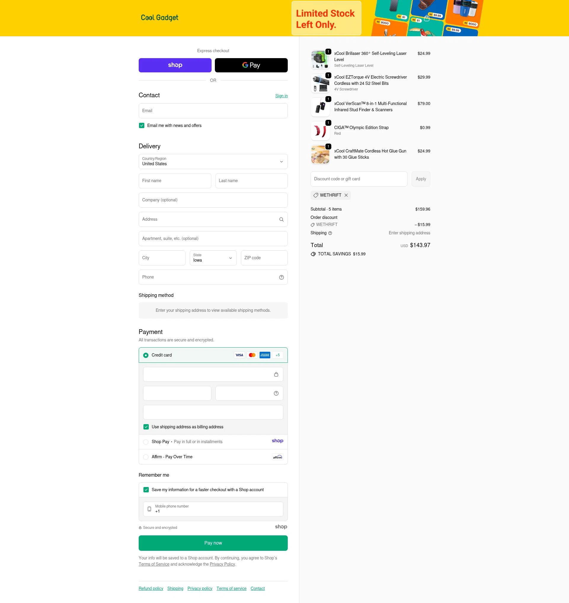 Cool Gadget checkout page showing Cool Gadget promo code box | Screenshot taken by SimplyCodes community member on Nov 30, 2025