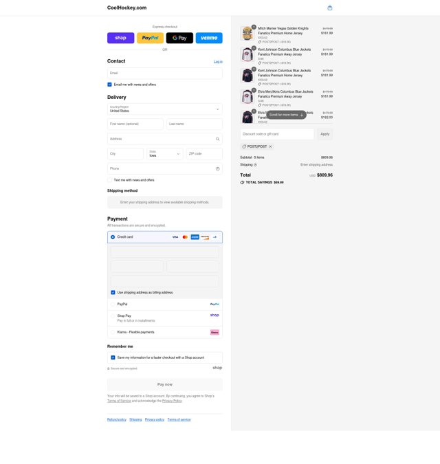 CoolHockey checkout page showing CoolHockey coupon code box | Screenshot taken by SimplyCodes community member on Sep 8, 2025