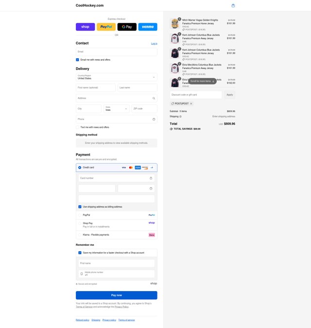 CoolHockey checkout page showing CoolHockey coupon code box | Screenshot taken by SimplyCodes community member on Aug 30, 2025