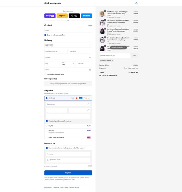 CoolHockey checkout page showing CoolHockey coupon code box | Screenshot taken by SimplyCodes community member on Aug 22, 2025