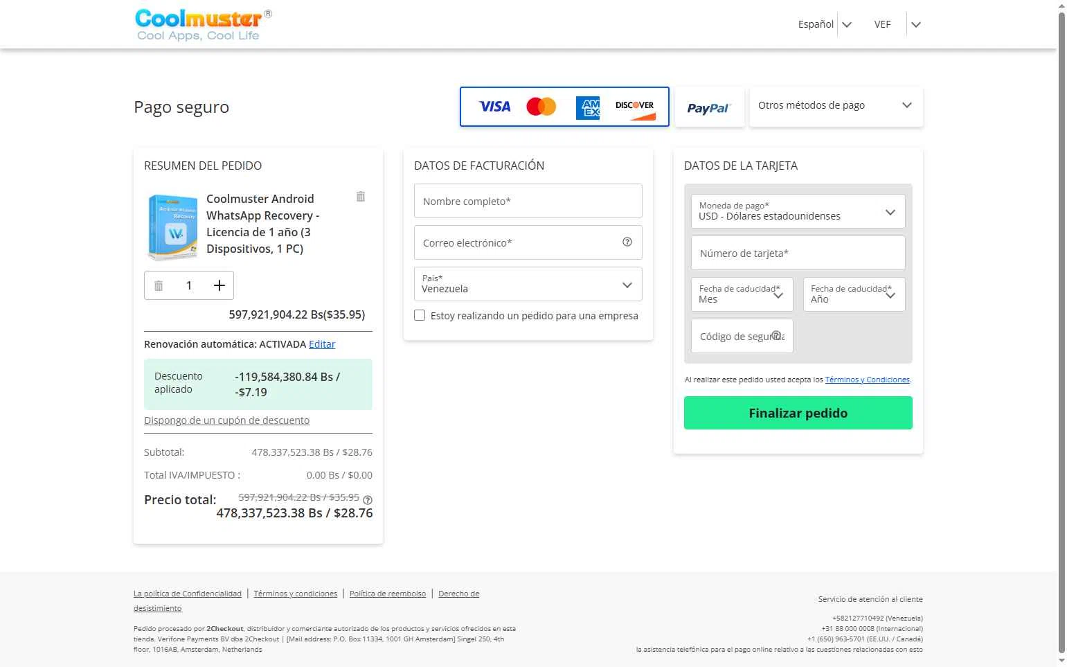 Coolmuster checkout page showing Coolmuster coupon code box | Screenshot taken by SimplyCodes community member on Sep 23, 2025