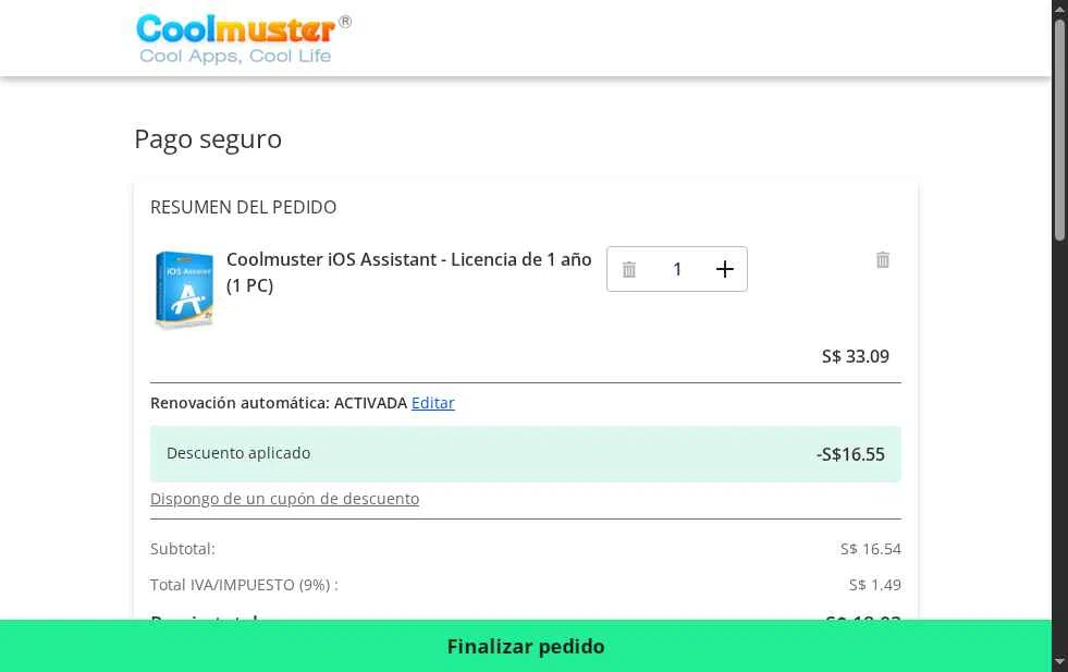 Coolmuster checkout page showing Coolmuster coupon code box | Screenshot taken by SimplyCodes community member on Jul 1, 2025