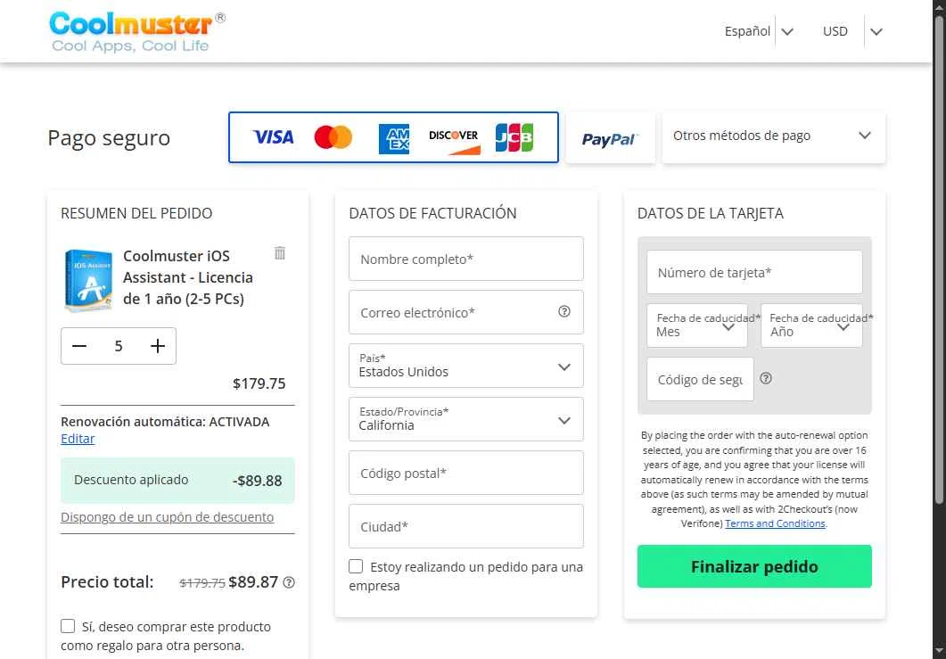Coolmuster checkout page showing Coolmuster coupon code box | Screenshot taken by SimplyCodes community member on Sep 9, 2025