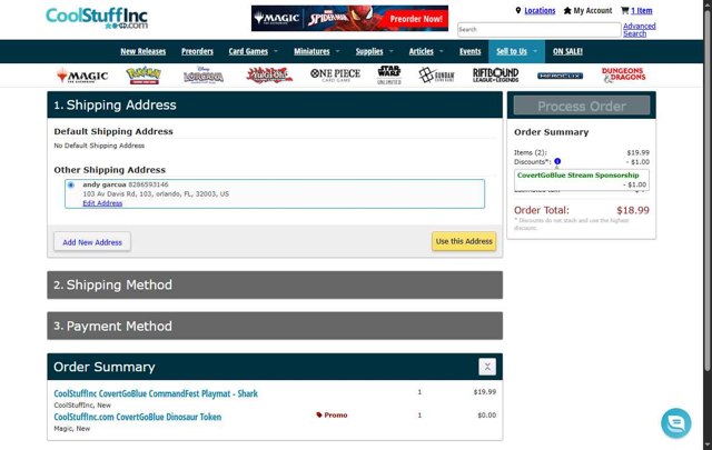 Coolstuffinc checkout page showing Coolstuffinc promo code box | Screenshot taken by SimplyCodes community member on Aug 6, 2025
