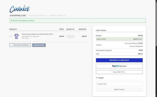 Coolwick checkout page showing Coolwick coupon code box | Screenshot taken by SimplyCodes community member on Aug 24, 2025