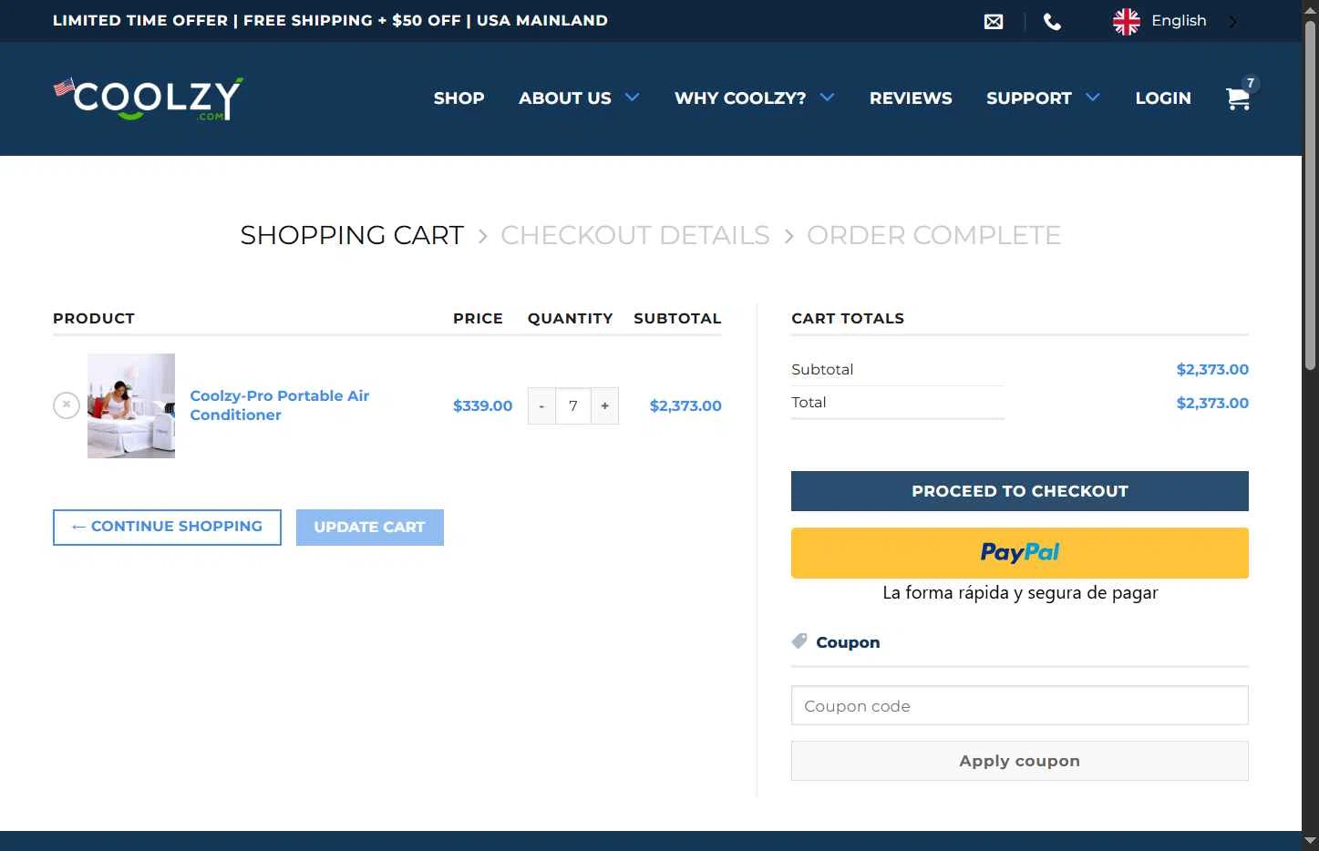 Coolzy checkout page showing Coolzy coupon code box | Screenshot taken by SimplyCodes community member on Dec 16, 2025