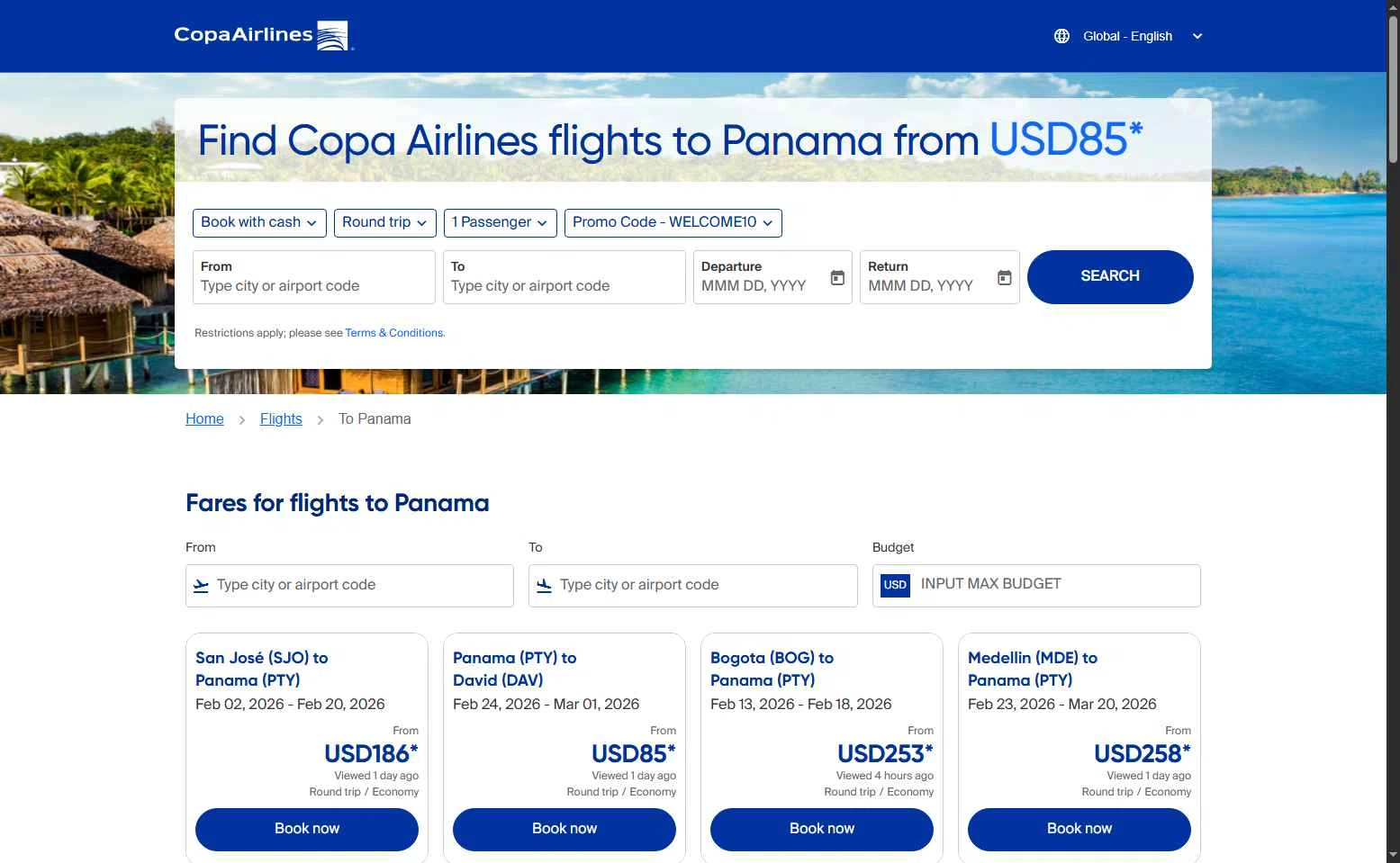 Copa Airlines checkout page showing Copa Airlines promo code box | Screenshot taken by SimplyCodes community member on Jan 10, 2026
