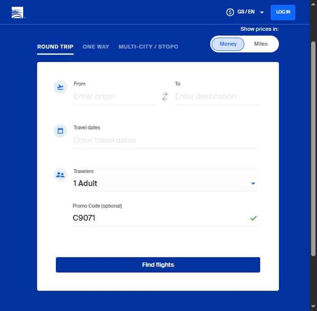 Copa Airlines checkout page showing Copa Airlines promo code box | Screenshot taken by SimplyCodes community member on Sep 25, 2025