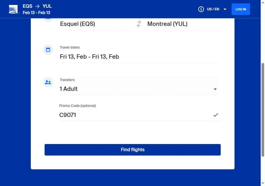 Copa Airlines checkout page showing Copa Airlines promo code box | Screenshot taken by SimplyCodes community member on Feb 13, 2026