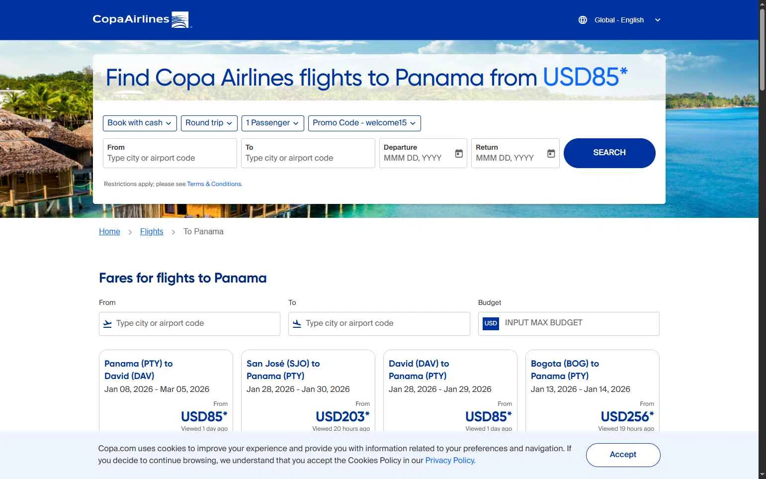 Copa Airlines checkout page showing Copa Airlines promo code box | Screenshot taken by SimplyCodes community member on Dec 24, 2025