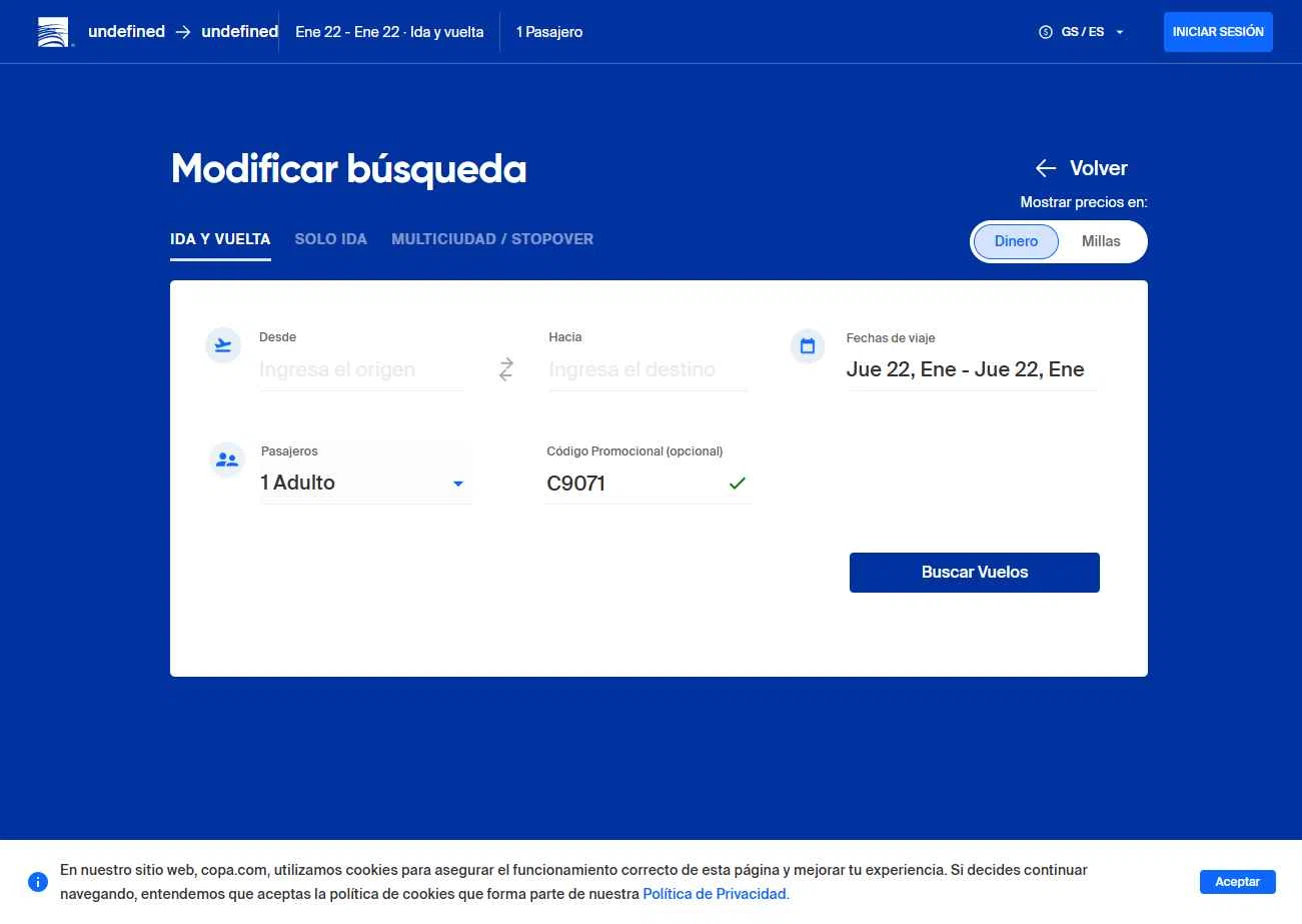 Copa Airlines checkout page showing Copa Airlines promo code box | Screenshot taken by SimplyCodes community member on Jan 22, 2026