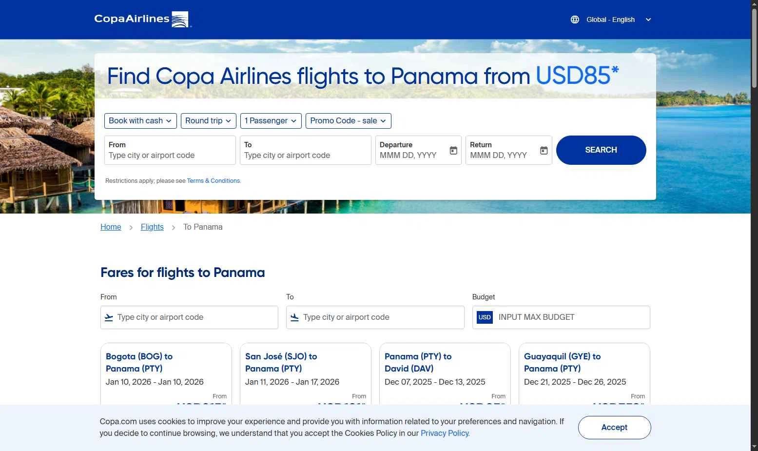 Copa Airlines checkout page showing Copa Airlines promo code box | Screenshot taken by SimplyCodes community member on Dec 2, 2025