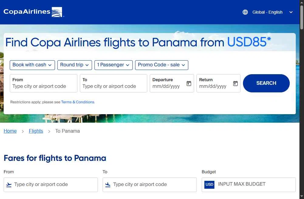 Copa Airlines checkout page showing Copa Airlines promo code box | Screenshot taken by SimplyCodes community member on Dec 6, 2025