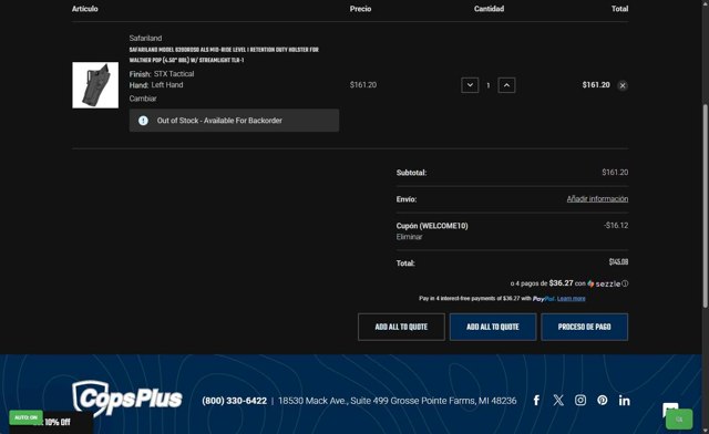 CopsPlus checkout page showing CopsPlus discount code box | Screenshot taken by SimplyCodes community member on Aug 27, 2025