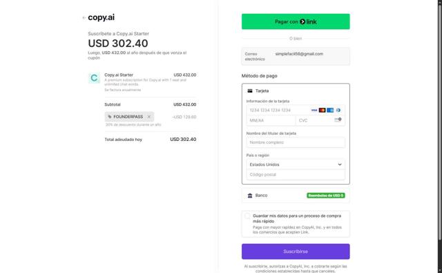 CopyAI checkout page showing CopyAI promo code box | Screenshot taken by SimplyCodes community member on Aug 13, 2025