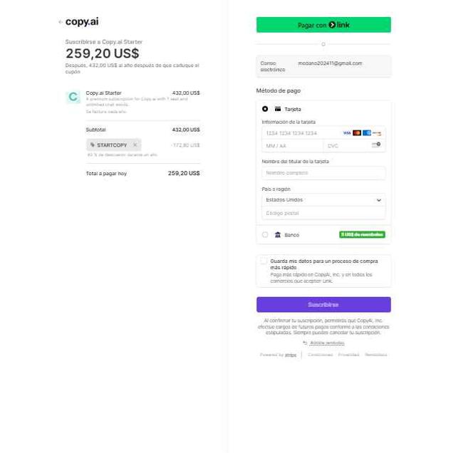 CopyAI checkout page showing CopyAI promo code box | Screenshot taken by SimplyCodes community member on Jul 19, 2025