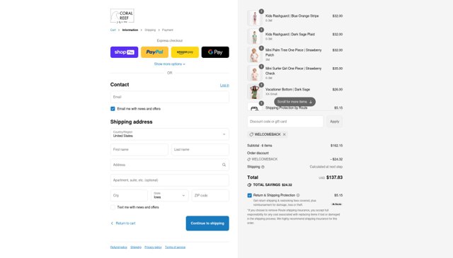 Coral Reef Swim checkout page showing Coral Reef Swim discount code box | Screenshot taken by SimplyCodes community member on Aug 28, 2025
