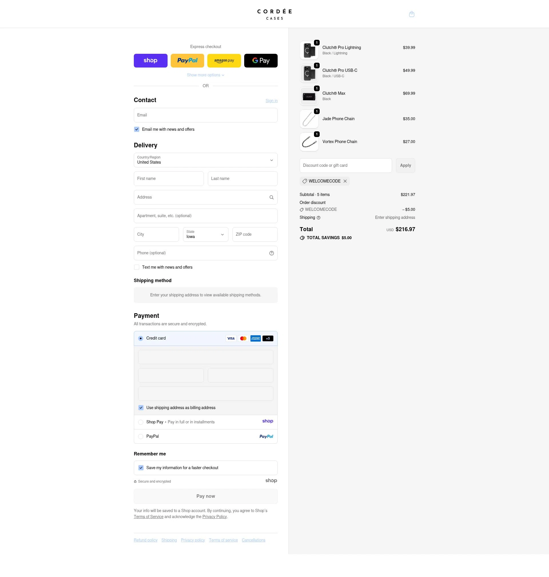Cordee Cases checkout page showing Cordee Cases promo code box | Screenshot taken by SimplyCodes community member on Jan 3, 2026
