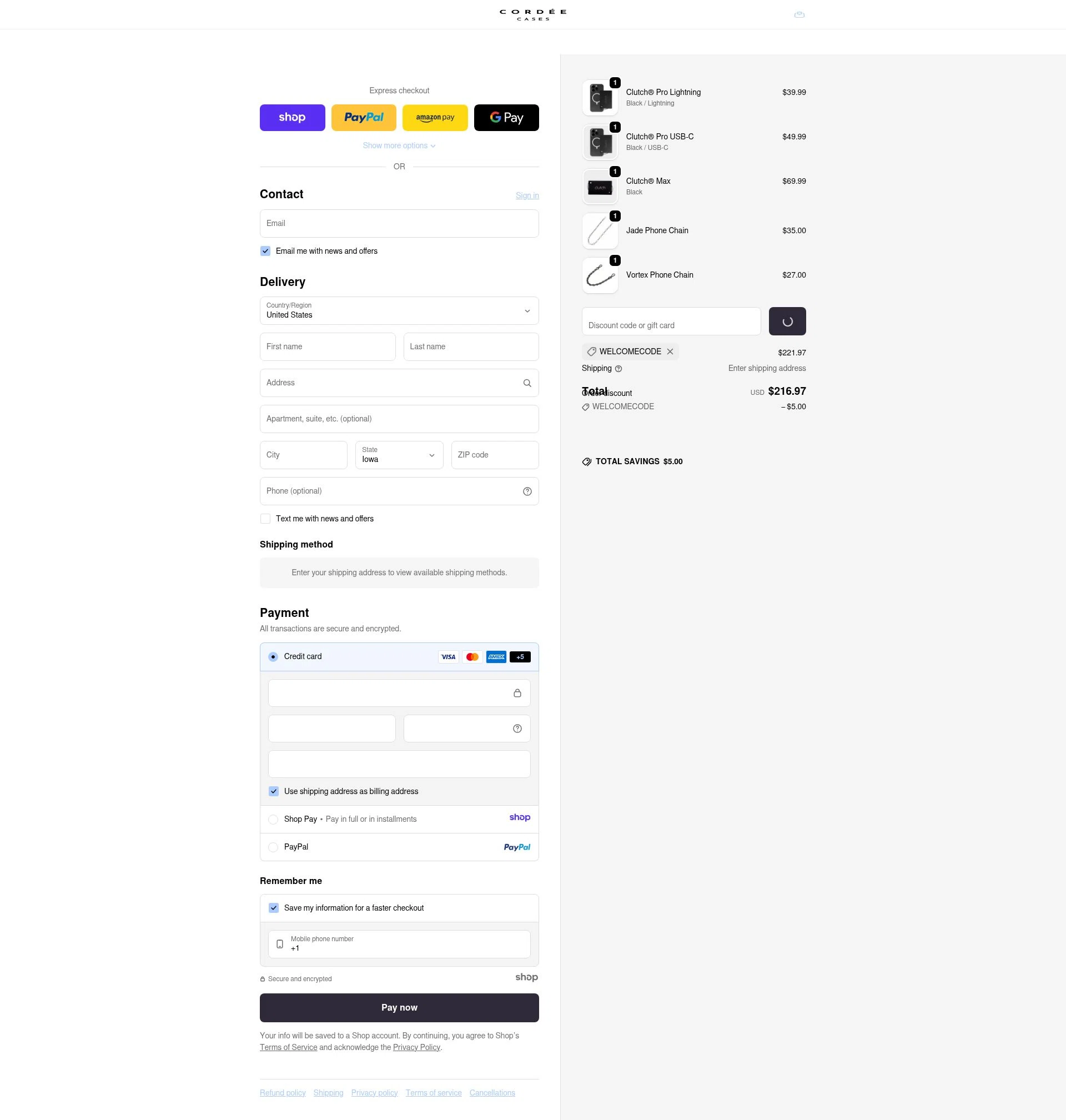 Cordee Cases checkout page showing Cordee Cases promo code box | Screenshot taken by SimplyCodes community member on Dec 24, 2025