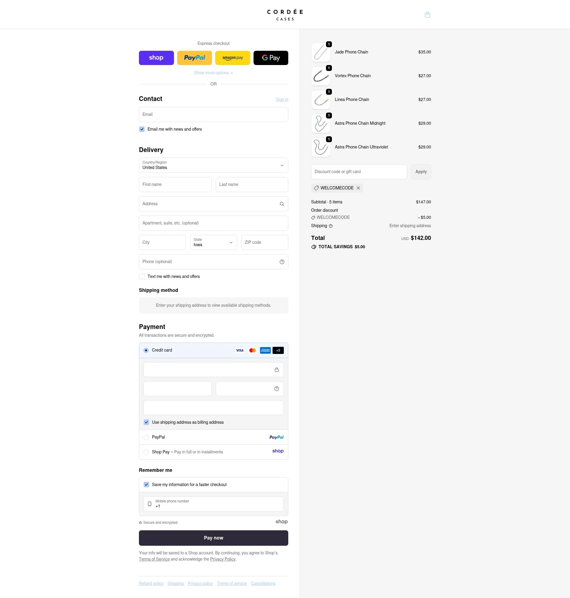 Cordee Cases checkout page showing Cordee Cases promo code box | Screenshot taken by SimplyCodes community member on Dec 11, 2025